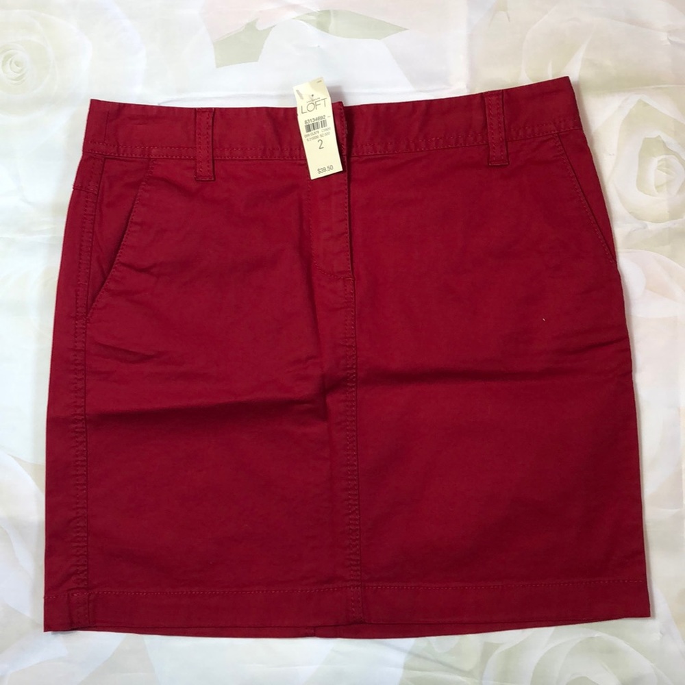 NWT LOFT red cotton-spandex skirt